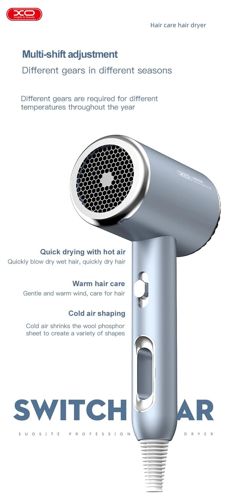 XO cf2 Hair dryer 1600w - مجفف شعر XO
