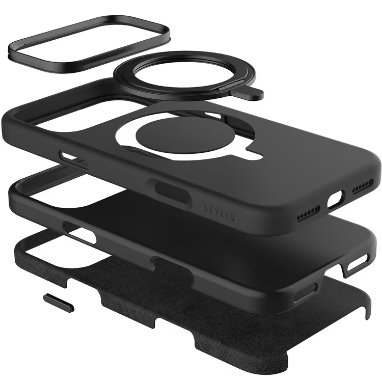 Levelo Iris Pro MagSafe Liquid Silicone Case with Built-in 360° Kickstand for iPhone 17 Pro, Metal Accents, Shock-Resistant Bumper, Aluminum Alloy Frame for Camera & Buttons, Drop-Tested, Strong Magnets, Premium Silicone Grip