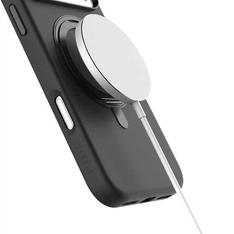 Levelo Iris Pro MagSafe Liquid Silicone Case with Built-in 360° Kickstand for iPhone 17 Pro, Metal Accents, Shock-Resistant Bumper, Aluminum Alloy Frame for Camera & Buttons, Drop-Tested, Strong Magnets, Premium Silicone Grip