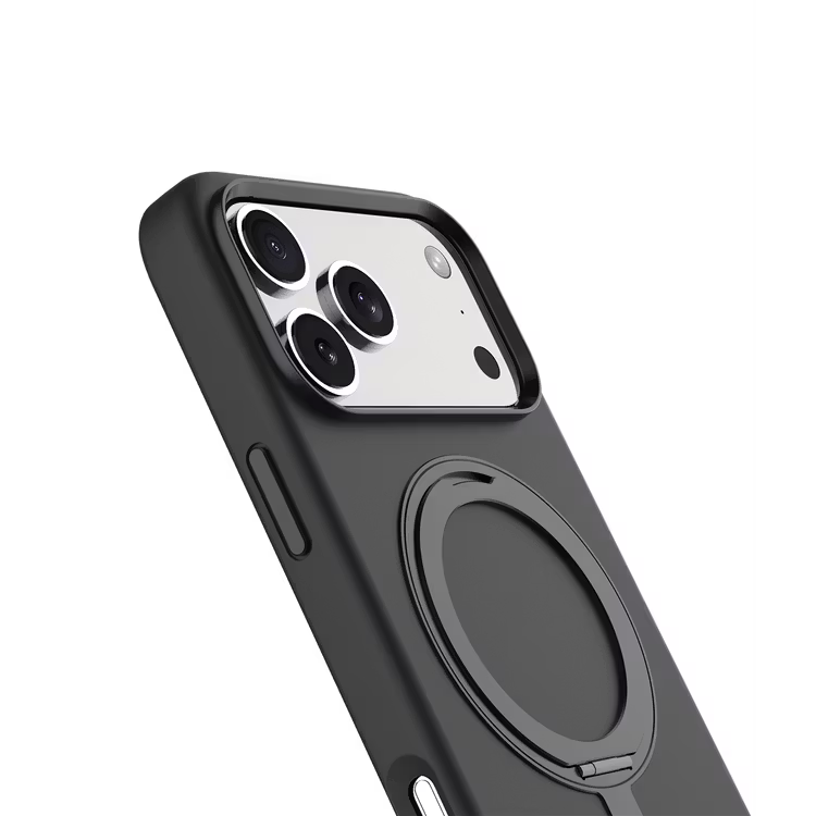 Levelo Iris Pro MagSafe Liquid Silicone Case with Built-in 360° Kickstand for iPhone 17 Pro, Metal Accents, Shock-Resistant Bumper, Aluminum Alloy Frame for Camera & Buttons, Drop-Tested, Strong Magnets, Premium Silicone Grip