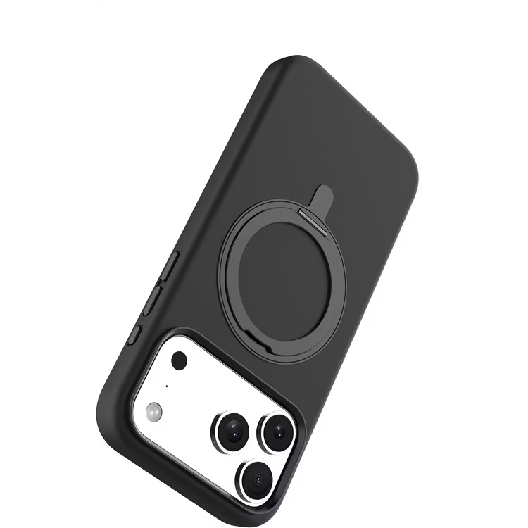 Levelo Iris Pro MagSafe Liquid Silicone Case with Built-in 360° Kickstand for iPhone 17 Pro, Metal Accents, Shock-Resistant Bumper, Aluminum Alloy Frame for Camera & Buttons, Drop-Tested, Strong Magnets, Premium Silicone Grip