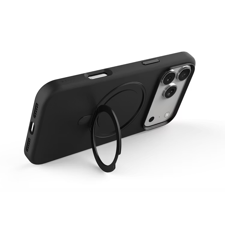 Levelo Iris Pro MagSafe Liquid Silicone Case with Built-in 360° Kickstand for iPhone 17 Pro, Metal Accents, Shock-Resistant Bumper, Aluminum Alloy Frame for Camera & Buttons, Drop-Tested, Strong Magnets, Premium Silicone Grip