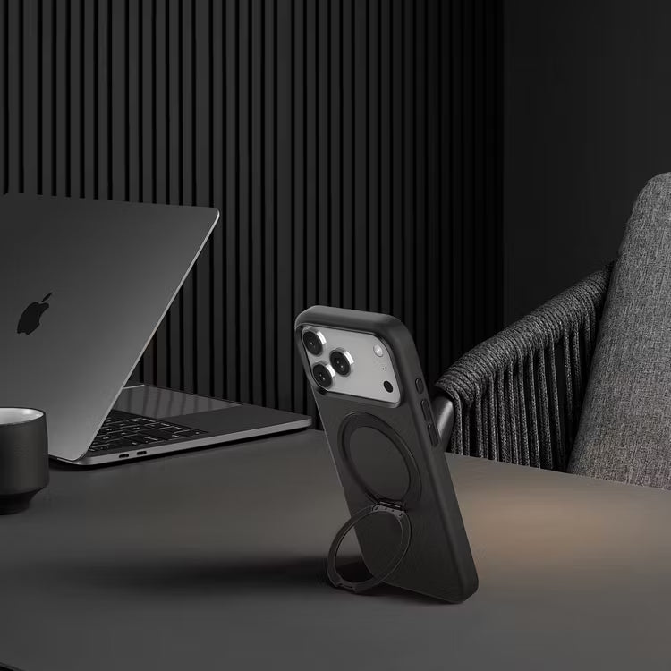 Levelo Iris Pro MagSafe Liquid Silicone Case with Built-in 360° Kickstand for iPhone 17 Pro, Metal Accents, Shock-Resistant Bumper, Aluminum Alloy Frame for Camera & Buttons, Drop-Tested, Strong Magnets, Premium Silicone Grip
