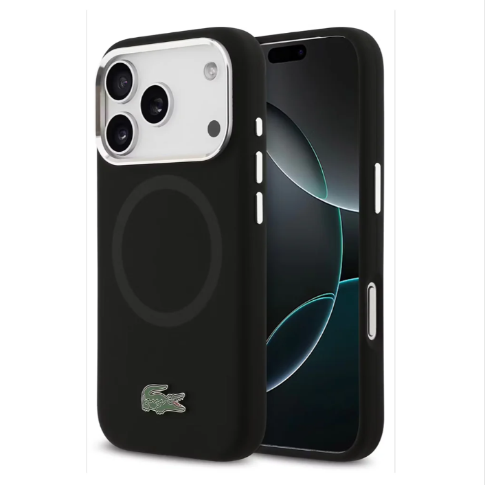 Lacoste MagSafe Silicone Case with Metal Logo – iPhone 17 Pro Max - Black