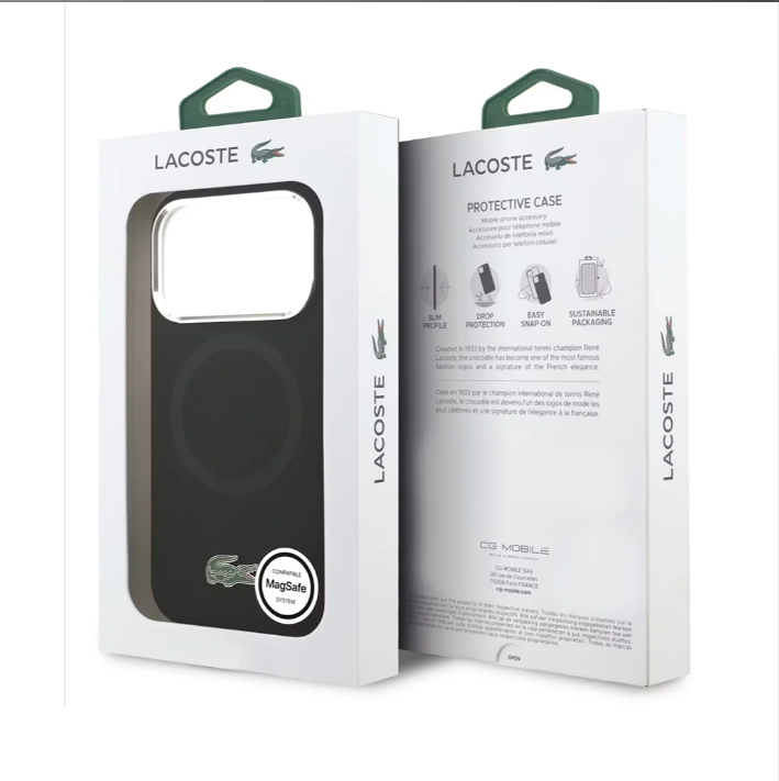 Lacoste MagSafe Silicone Case with Metal Logo – iPhone 17 Pro Max - Black
