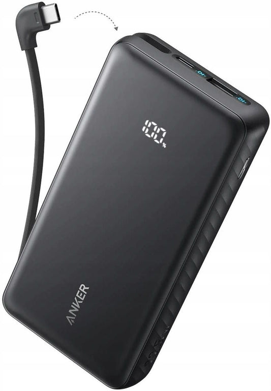 Anker Zolo Power Bank (20K, 22.5W, Built-In USB-C Cable) Black