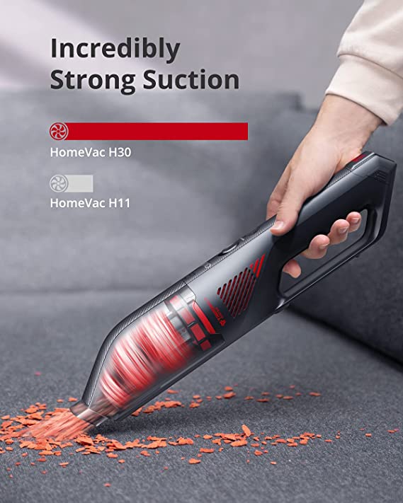 Anker Eufy HomeVac H30 Infinity Vacuum&amp;Mop 2 in 1 Black -مكنسة هوم فاك H30 انفينيتي كهربائية تحمل باليد بقدرة لاسلكية 80 وات هوائي وقوة ضغط قوية 16 كيلو باسكال وخفيفة الوزن للغاية 1.78 رطل وقاعدة شحن تشغيل 20 دقيقة مع مشغلات متعددة من يوفي انكر 