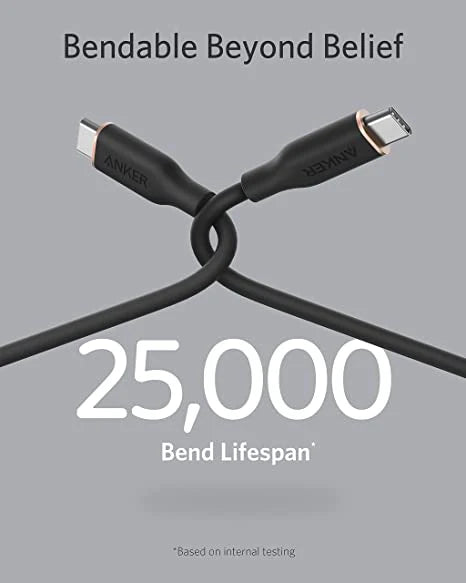 كابل Anker PowerLine III Flow USB-C إلى USB-C - كابل شحن أنكر باولاين III من منفذ USB C إلى منفذ USB C سعة 60 وات من أنكر 