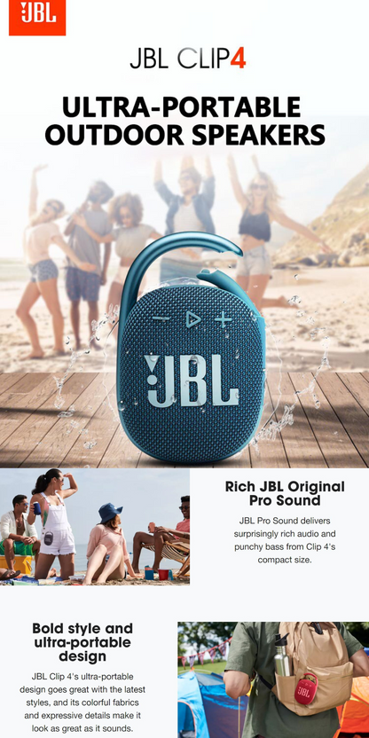 JBL Clip 4 Ultra-Portable Waterproof (Blue)