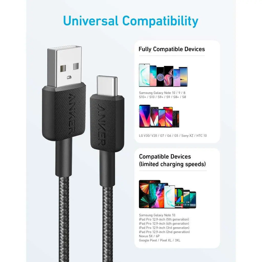 Anker 322 PowerLine USB A to USB C Fast Charging 3ft/0.9m Cable