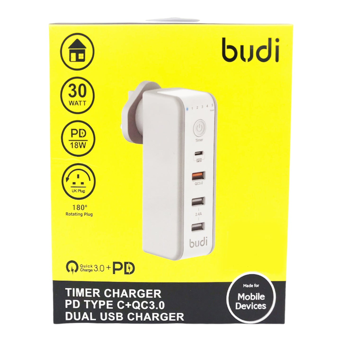 شاحن USB مزدوج من Budi (301et)